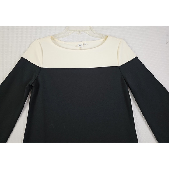GAP~Woman Sz XS~Black/White Color Block Long Bell Sleeve Dress Boat Neck Unlined - Picture 11 of 13